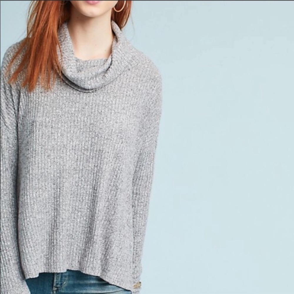 Anthropologie Saturday Sunday Cowl Neck Ribbed Long Sleeve Pullover Size XS/S